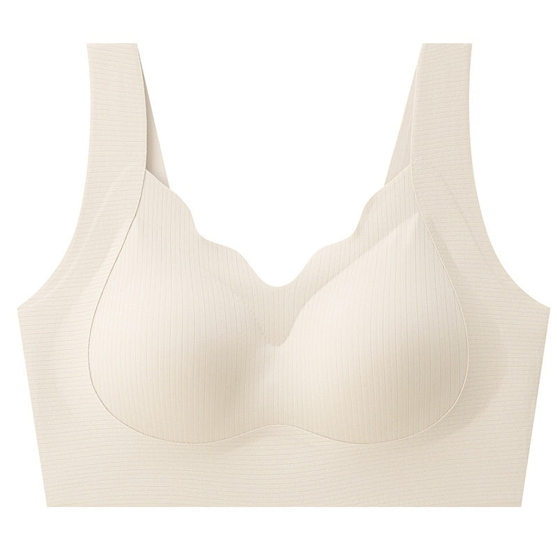 Seamless Warm Muscle Anti-gravity Wireless Fixed Cup V-neck Lifting Push Up Comfort Breathable Beauty Back Bra
