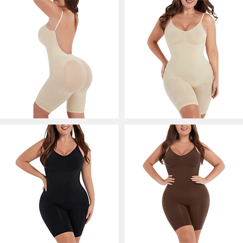 Cross-Border Summer Sexy Tummy Control, Butt Lift, Beautiful Back, Backless, Small Chest Push-Up, Slim Fit, Belly-Covering Body Shaping Jumpsuit