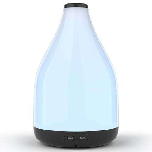 KinYiLO 300ML Essential Oil Diffuser, Quiet Aromatherapy Diffuser Mist Humidifier with 7 Colors Light, Auto-Off, 1H/3H/6H ...