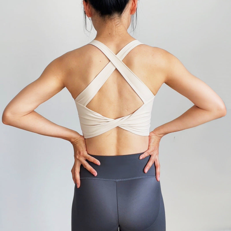 Cross Fold Design Beauty Back Yoga Vest