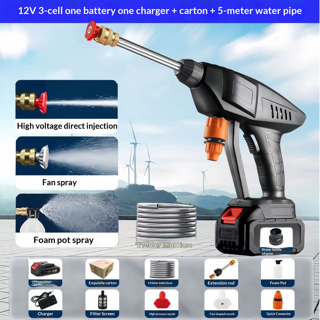 Cross-border Wireless High-pressure Car Wash Water Gun For Home Use