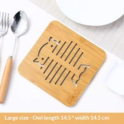 Wooden Coaster Hollow-out Cartoon Design Heat-insulating Mat For The Kitchen