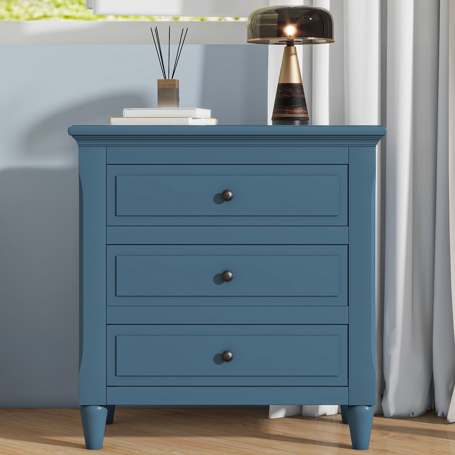 U-STYLE 28 Pine Wood Nightstand With 3 Drawers And Smooth Gliding Rails  Simple Bedside Cabinet With Metal Handle  Minimalist Sofa Side Table With Rubber Legs For Bedroom Sofa Couch Office