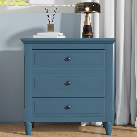 U-STYLE 28 Pine Wood Nightstand With 3 Drawers And Smooth Gliding Rails  Simple Bedside Cabinet With Metal Handle  Minimalist Sofa Side Table With Rubber Legs For Bedroom Sofa Couch Office