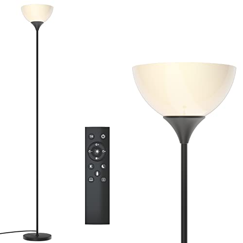 PESRAE Floor Lamp, Remote Control with Stpeless Color Temperatures and Brightness, Torchiere lamp for Bedroom, Living Roo...