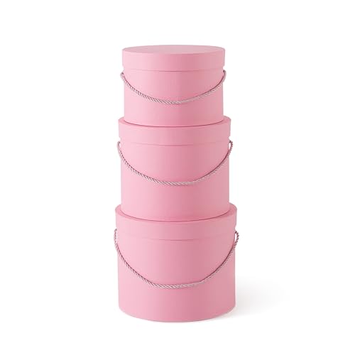 Soul & Lane Round Flower Boxes with Lids: Set of 3 Large Gift Boxes for Flowers and Bouquets, Cardboard Cylinder Gift Box ...