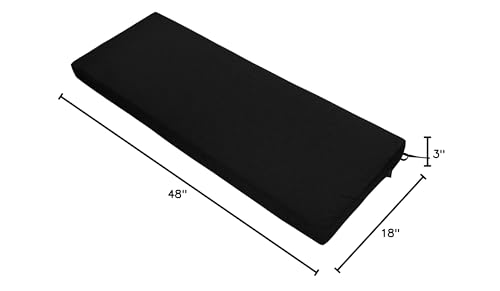 FUNHOME Outdoor Bench Cushion Cover 48 x18 x 3 inch,Water Resistant Cover with Zipper&Ties,Fade-Resistant Slipcover,Patio ...