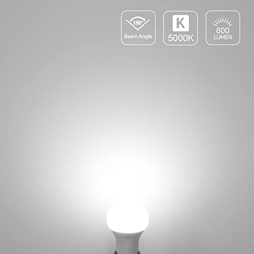 LE LED Light Bulbs 60 Watt Equivalent, 9W 800 Lumens Non-Dimmable, Daylight White 5000K, A19 E26 Standard Medium Base, 100...