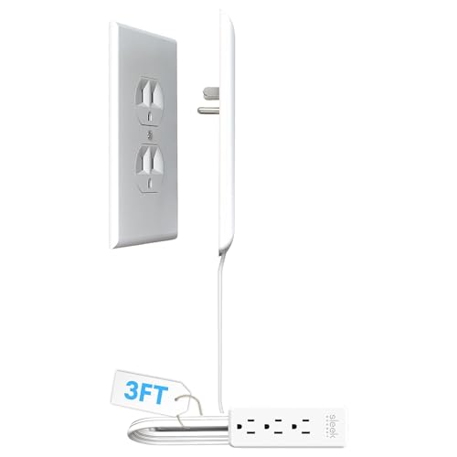 Sleek Socket Original & Patented Flat Ultra-Thin Outlet Concealer with Extension Cord Kit, Multi Outlets Power Strip, Idea...