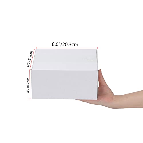 Calenzana 8x6x4 Shipping Boxes Set of 40, White Corrugated Cardboard Box for Mailing Packing Gifts Small Business