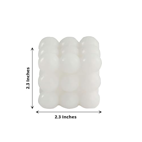 Efavormart 2 Pack White 2" Bubble Cube Paraffin Wax Candles, Unscented Rubik's Cube Aesthetic Decorative Pillar Candles
