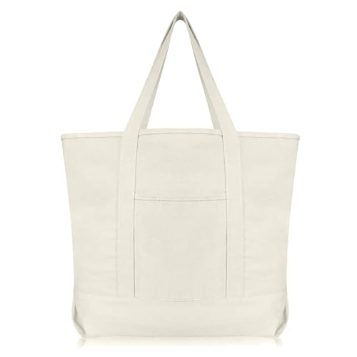22" Heavy Duty Cotton Canvas Tote Bag (Zippered)