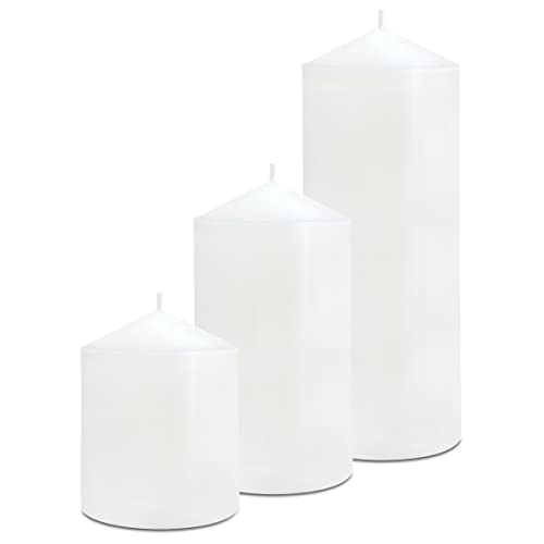 Pillar Candles 3 x 4, 6, and 8 inches, Large Handmade Candles Set of 3, Decorative Candles for Wedding, Home Decoration, D...