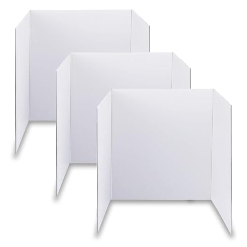 LonlyEagle Trifold Poster Board, 24" x 16", 3-Pack, White Corrugated Project Boards for Science Fairs, School Projects, Ev...