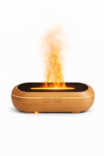 AquaAura Flame Diffuser – Flame Effect Essential Oil Diffuser & Humidifier, 160ml Aromatherapy Diffuser with 7 LED Colors,...
