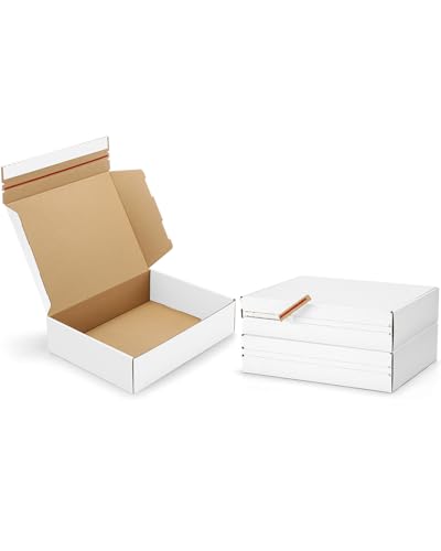 Poever Shipping-Boxes-12x9x3 Inches: 25 Pack-Self-Seal-Cardboard-Boxes-for-Packaging, White-Shipping-Boxes-for-Packing-Sma...