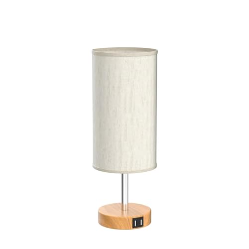 Yarra-Decor Bedside Table Lamp with USB Port - Touch Control for Bedroom Wood 3 Way Dimmable Nightstand Lamp with Round Fl...