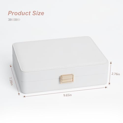 V-LAFUY Secure Jewelry Organizer Box with Lock Compact Single Layer Storage for Travel & Home Holds Rings, Earrings, Penda...