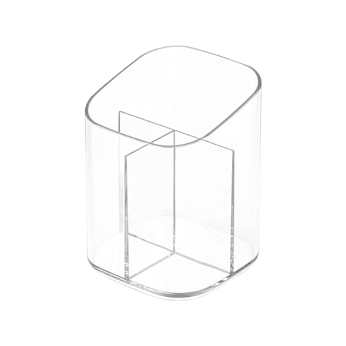 Newkita Acrylic Clear 3 Slots Pencil Pen Holder for Desk, Desktop Makeup Brush Storage Organizer Pen Cup Stand for Office ...
