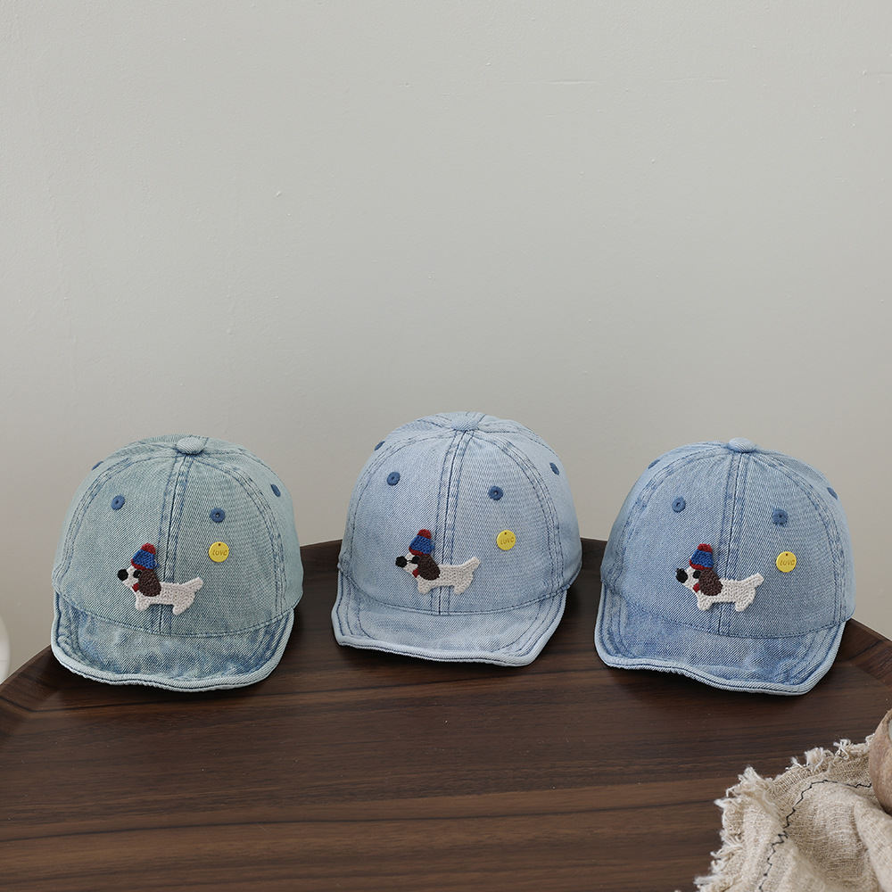 Korean-style Fashionable Cartoon Embroidered Puppy Soft-brimmed Hat, Lightweight And Breathable Children's Hat