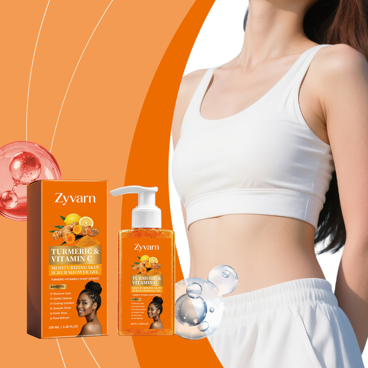 Turmeric Vitamin C Moisturizing Exfoliating Body Wash With Rich Foam And Easy Rinsing