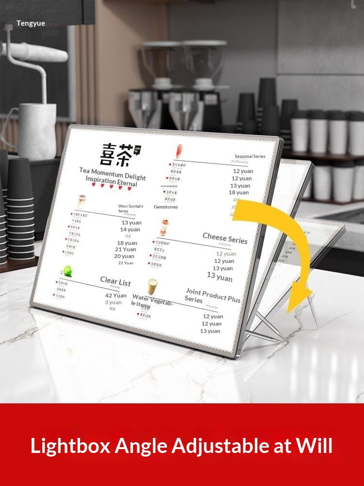 Luminous Menu Display Board Milk Tea Shop Design