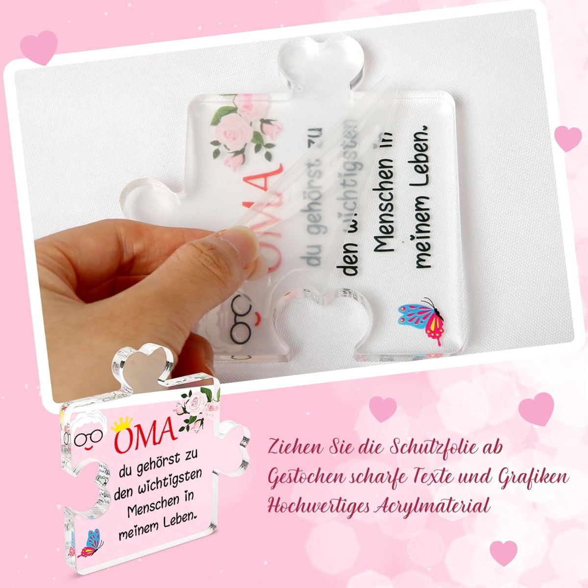Gifts For Grandma, Gifts For Grandma From Grandchildren, Best Grandma Gifts, Grandma Puzzle Piece Acrylic Sign, Grandmother Table Decorations, Gifts For Christmas, Birthdays, And Gandparents' Day
