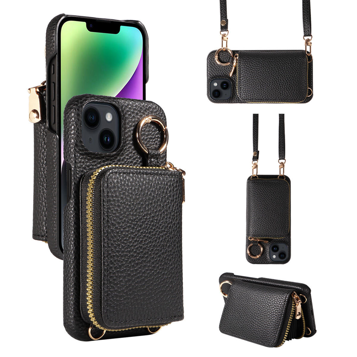 Mobile Phone Protective Case With Built-in Coin Purse, Anti-drop Leather Phone Case