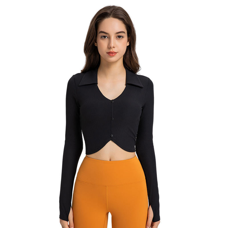 New Thread Personality Lapel Yoga Long Sleeve Women