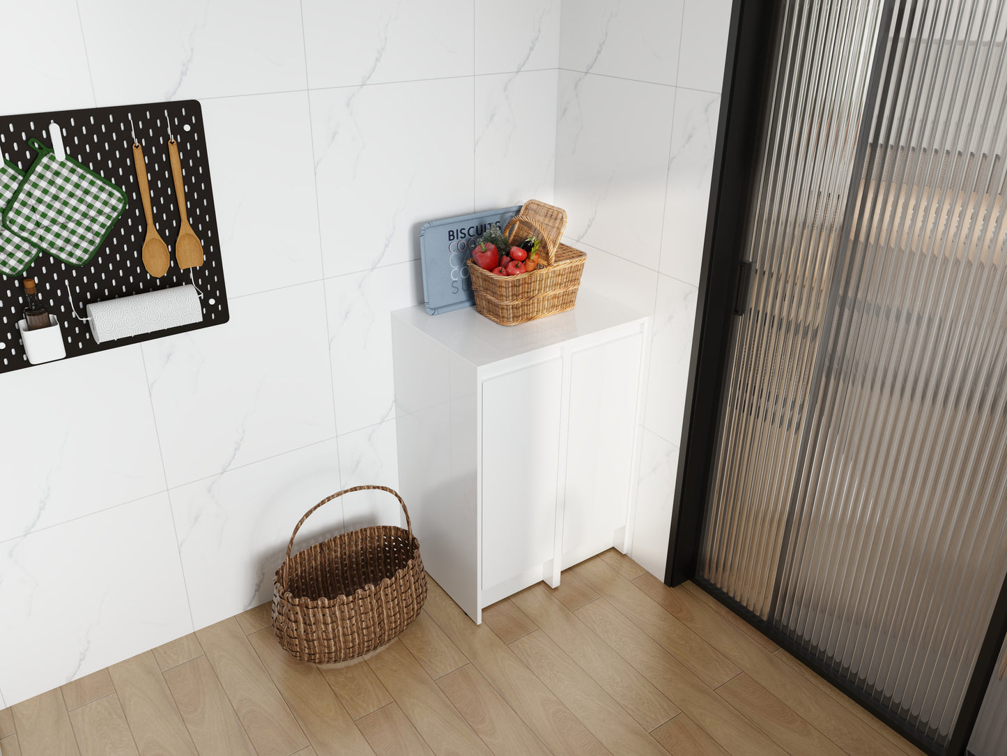 24  Freestanding Bathroom Storage Cabinet, Soft Close Doors, Glossy White, Plywood, KD-Packing, 12  X2 Combination  Suitable For Bathroom, Kitchen, Study Room, Bedroom, Etc