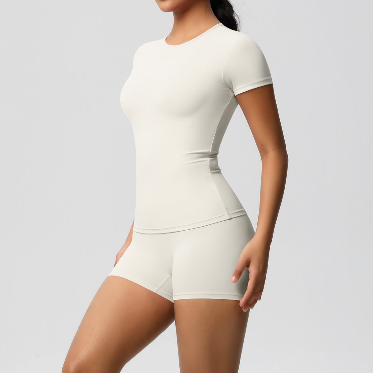 Slimming Stretchy T-Shirt And Fitness Shorts Set For Women