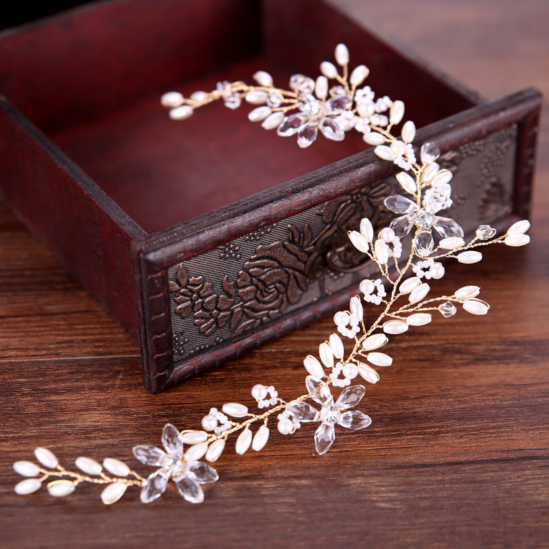 White Pearl Plate Hair Band Wedding Accessories Dress Bridal Headdress