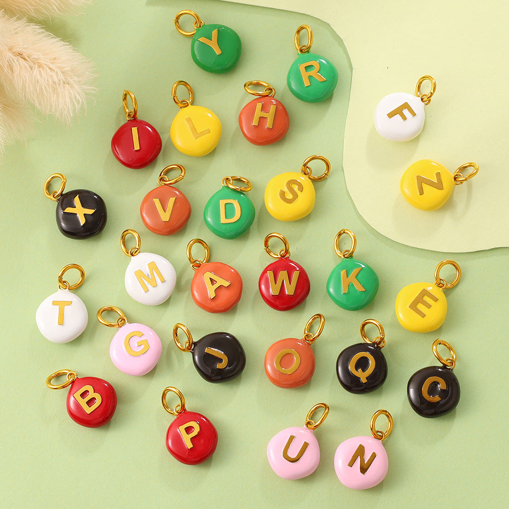 Dopamine Color Blending 26 Letter Bead Bead Pendant - Stainless Steel - Suitable For DIY Hand Chains And Necklaces Accessories