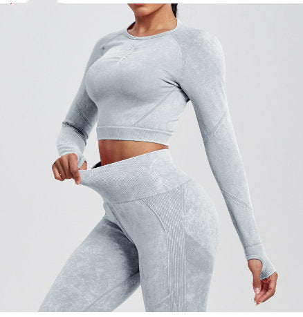 Quick-drying Seamless Washing Yoga Exercise Long Sleeve Trousers Suit