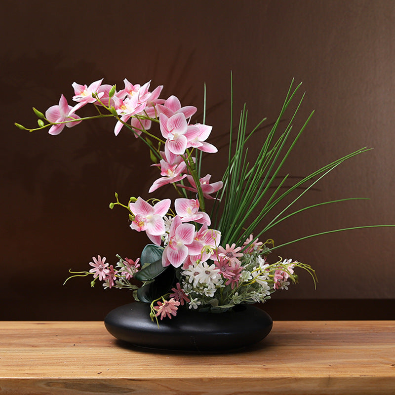 Silicone-Feel Dove Orchid Artificial Flower Arrangement Set - Modern Minimalist Silk Floral Decor for Living Room Home Display