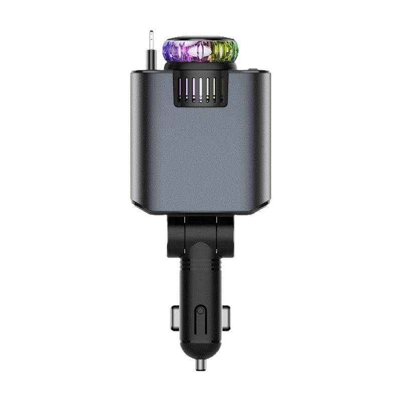 Car Charger PD Fast Charging Retractable Cable Quick Charge Cigarette Lighter