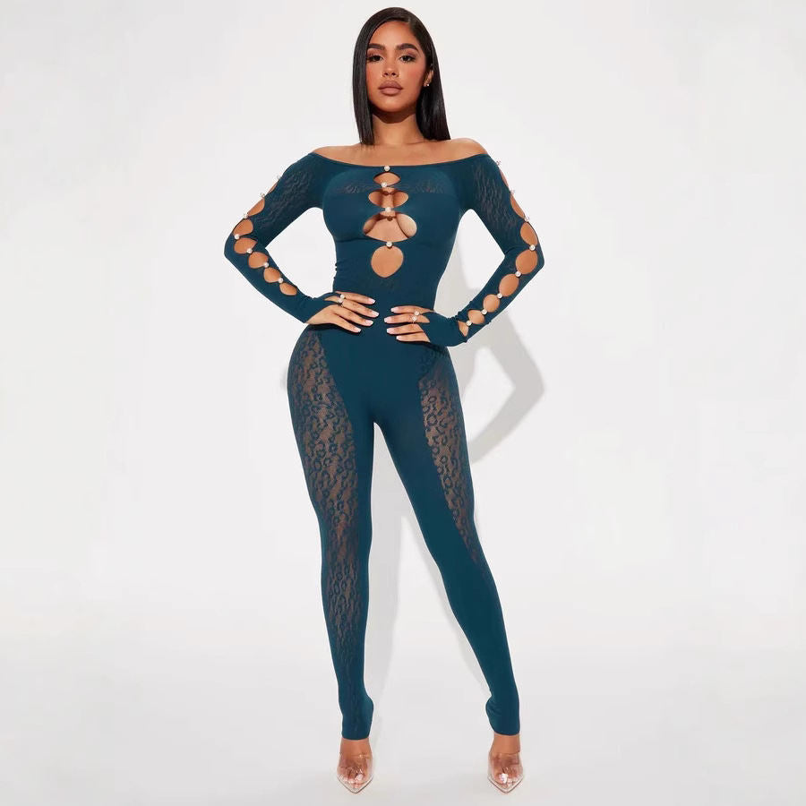 Womens Leopard-Print Off-Shoulder High-Waist Tight Plus-Size Yoga Pants Seamless Jumpsuit For Women