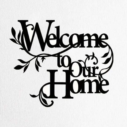 CIFbuy Iron 'Welcome To Our Home' Floral Wall Art, Cozy Style Wall Hanging, Entryway Home Decor - TikTok, Temu, Self-pickup Available