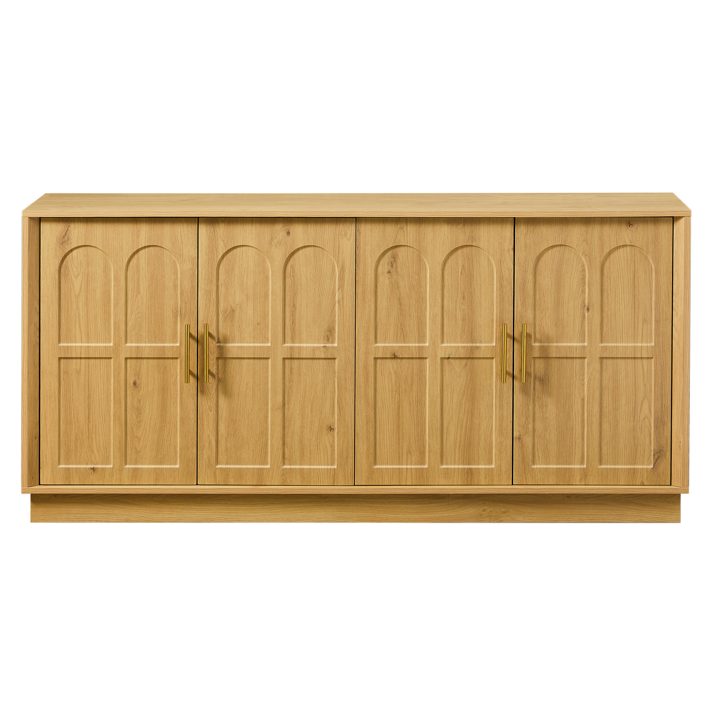 Extra Large Sideboard With Storage, Modern Display Case With Arched Front, 169cm Long TV Cabinet, Suitable For Living Room Kitchen Dining Room Hallway, Natural, 169x40x80cm