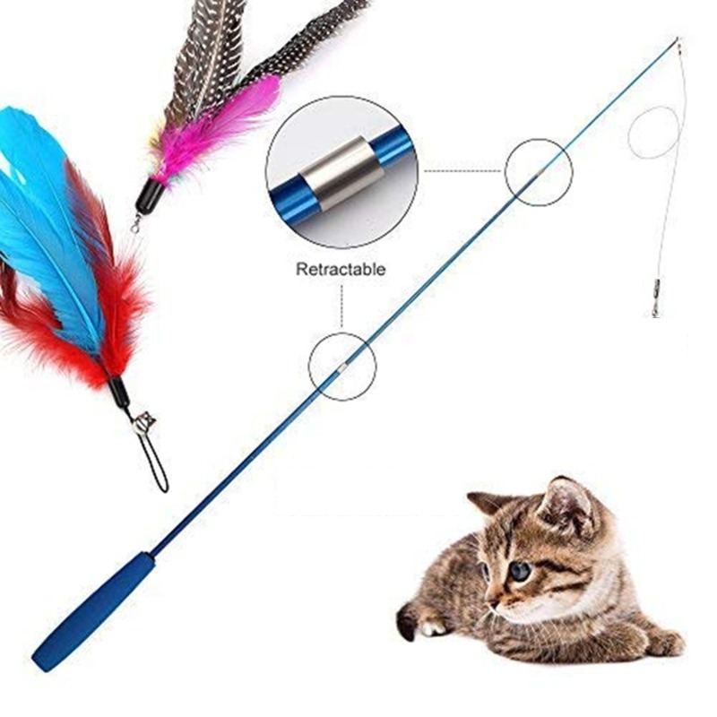 New 3-section Portable Retractable Pet Cat Toy Cat Teaser Wand
