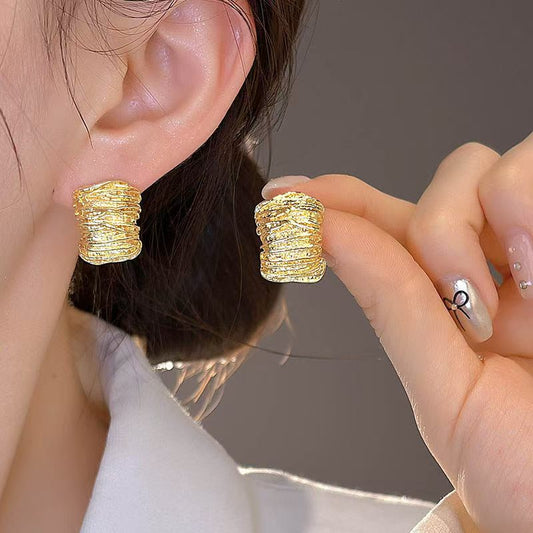 Vintage Gold Hoop Earrings For Women Retro Style 2026 New Trendy Fashion Jewelry