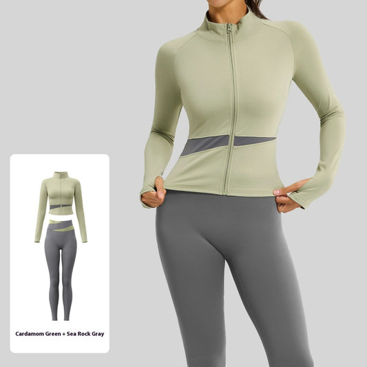 Juyi Tang Peach Color Matching Yoga Suit Nude Feel High Elastic Female