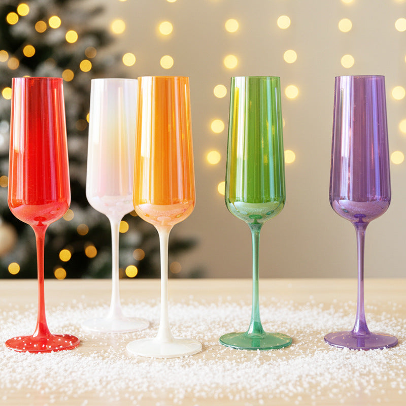 French Style Stemmed Glass Champagne Flute - Elegant Sparkling Wine Sweet Dessert Cocktail Glass for Home Bar Party