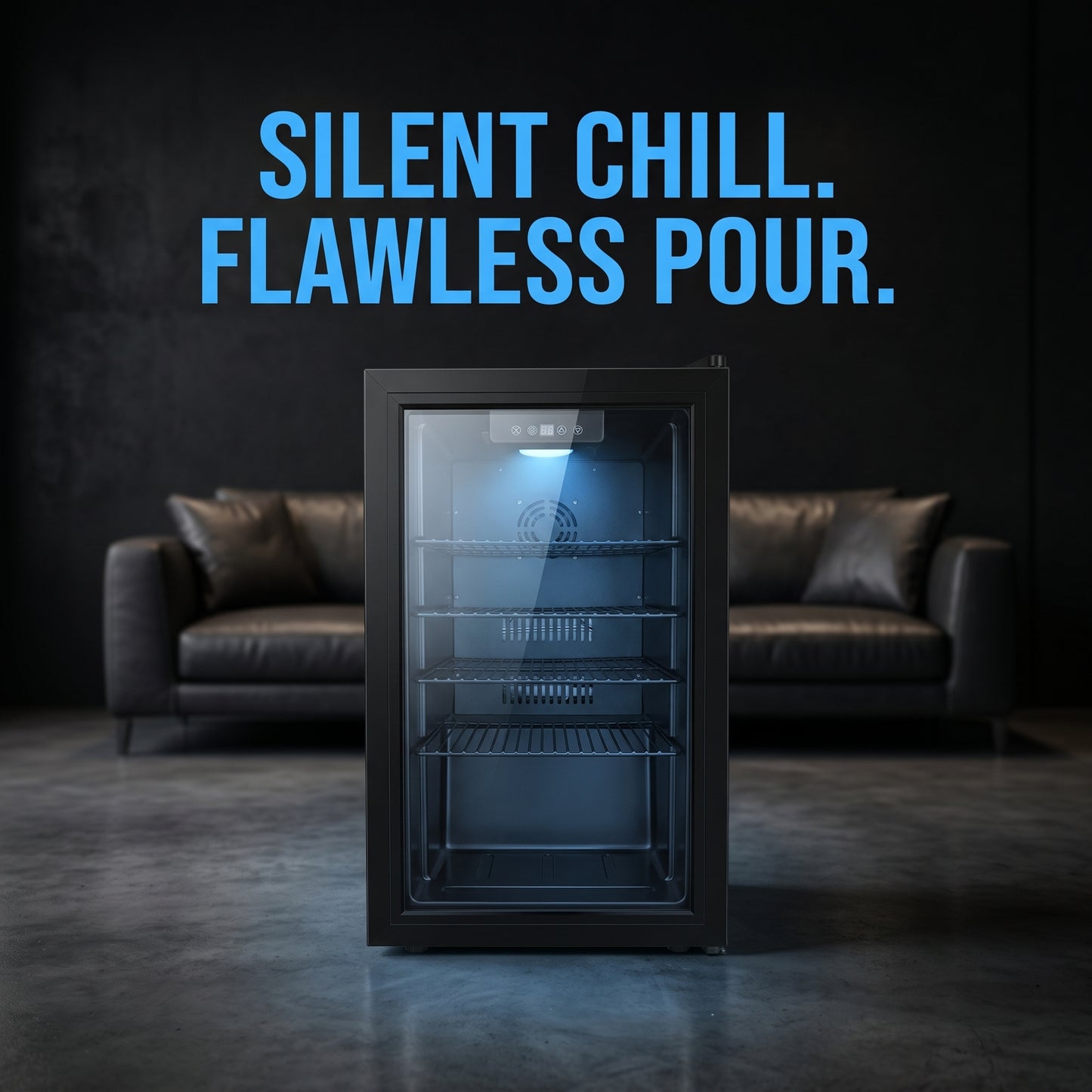 3.3 Cu Ft Beverage Refrigerator, 126 Can Mini Fridge With Glass Door, Digital Temperature Control, Quiet Beverage Cooler Fridge For Beer Soda Wine, Air Cooling For Home Office Bar