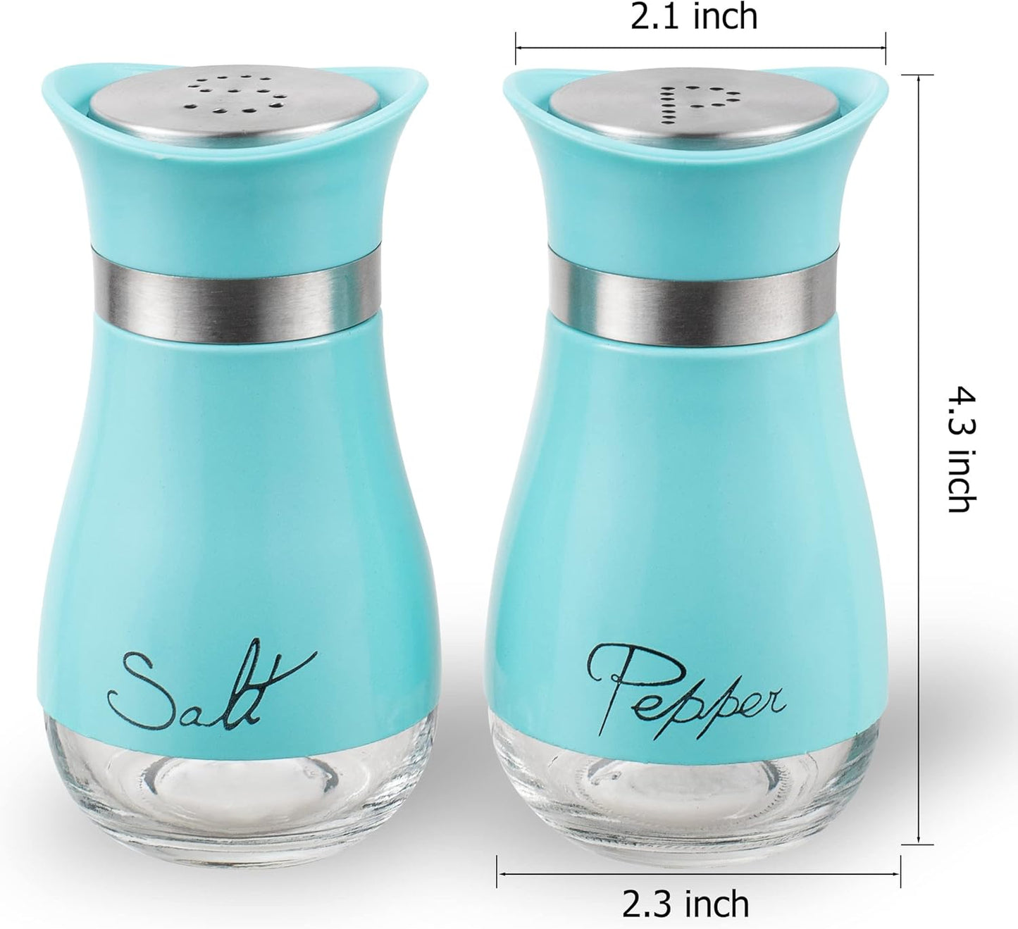 Salt And Pepper Shakers Set - Salt Containers For Gifts, Kitchen Decor, Home, RV, Camp, BBQ, 4 Oz Farmhouse Spice Dispenser With Glass Bottom, Set Of 2
