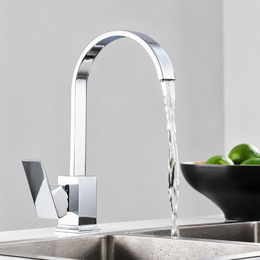 Kitchen Sink Mixer Tap Chrome Waterfall Monobloc Swivel Single Lever