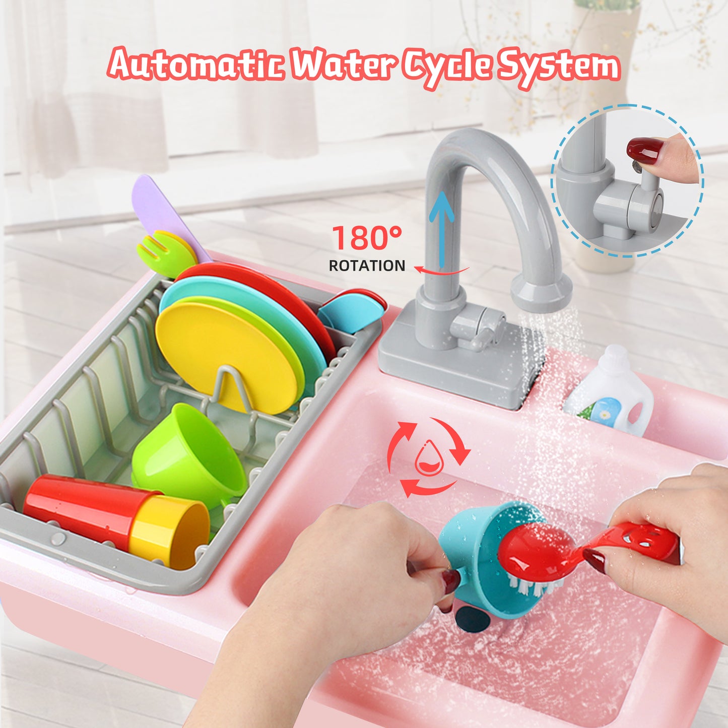 Kids Play Kitchen, Wood Mud Kitchen With Water Play Set & Cooking Toys For Outdoor, Gift For 3-8
