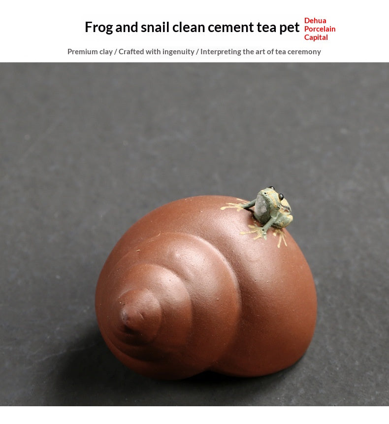 Round Spray Water Snail Frog Pure Handmade Yixing Clay Tea Pet Ornament