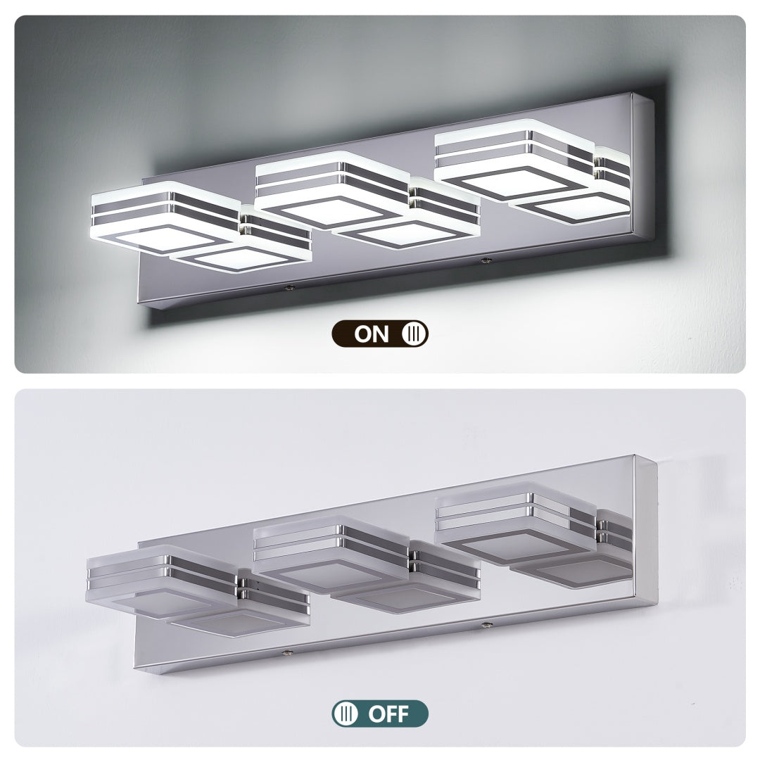 Modern Dimmable Vanity Lights For Bathroom LED 3 Light Bathroom Lights Over Mirror Chrome Bath Wall Lighting