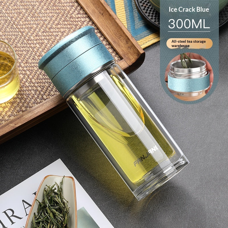 Chinese Character Simplificationcomplication Tea-water Separation Glass Cup Double-layer Teacup Pass